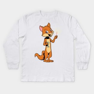 Fox with sparkler and champagne - Happy New Year Kids Long Sleeve T-Shirt